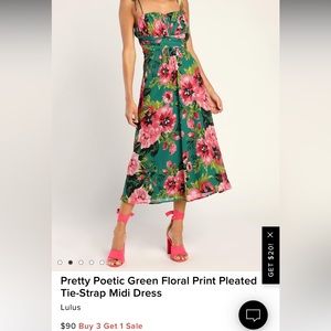Lulus green floral midi dress